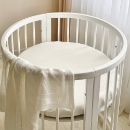 Husa saltea rotunda patut bebe copii cu elastic, 70 x 70 cm, milky (2)